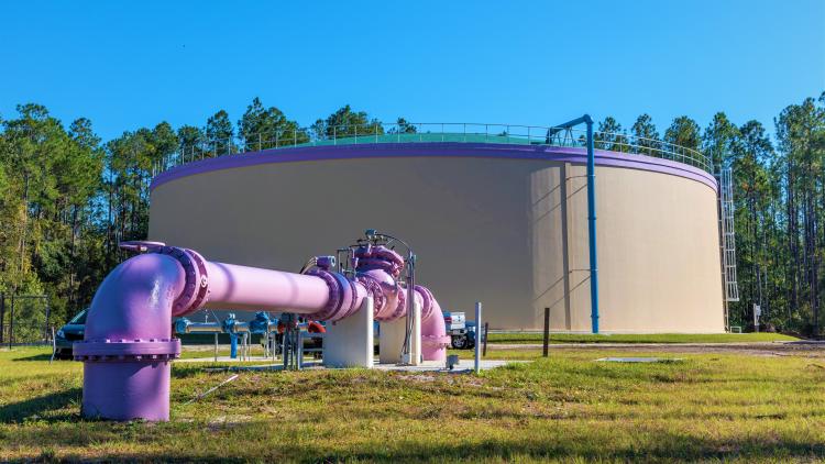 Reuse storage tank and purple pipe